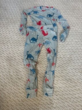 Kids' bamboo Dinosaur Long-Sleeve Pajama Set - Blue & Red Dino Print